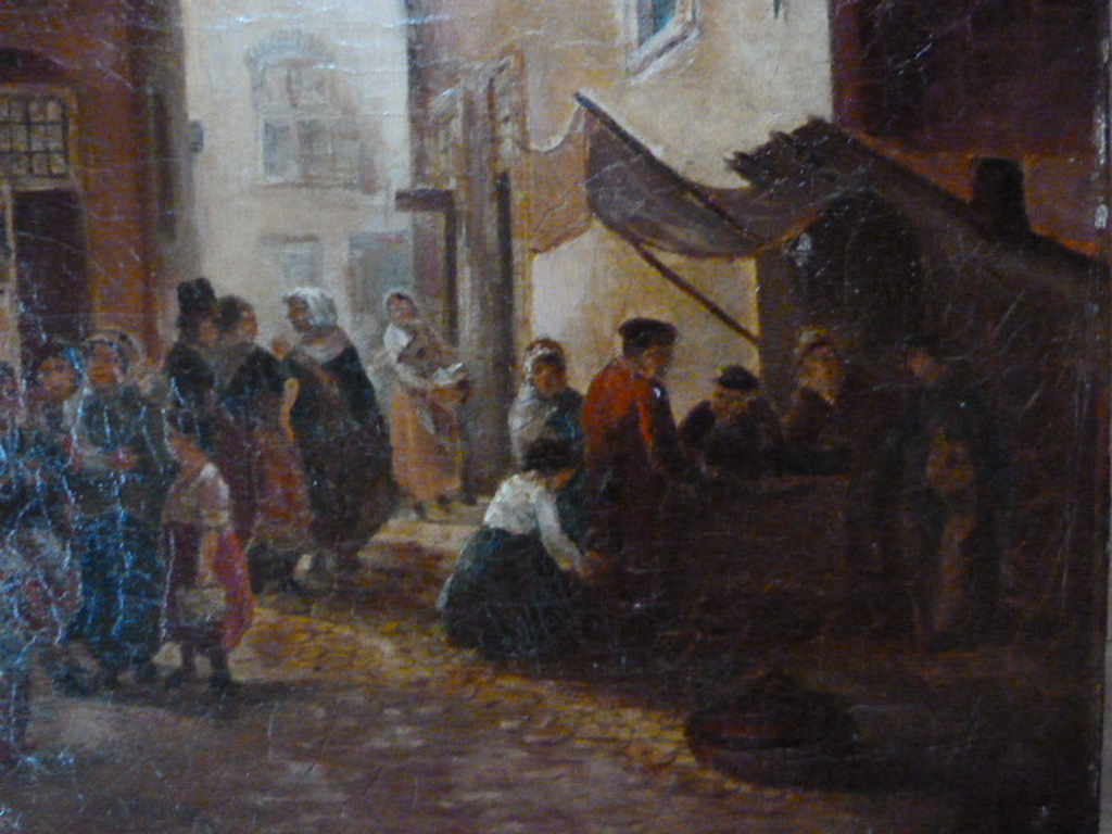 Onbekend ( 20e eeuw ) - olieverf - dorpsgezicht met vele personen. kopen? Bied vanaf 1!