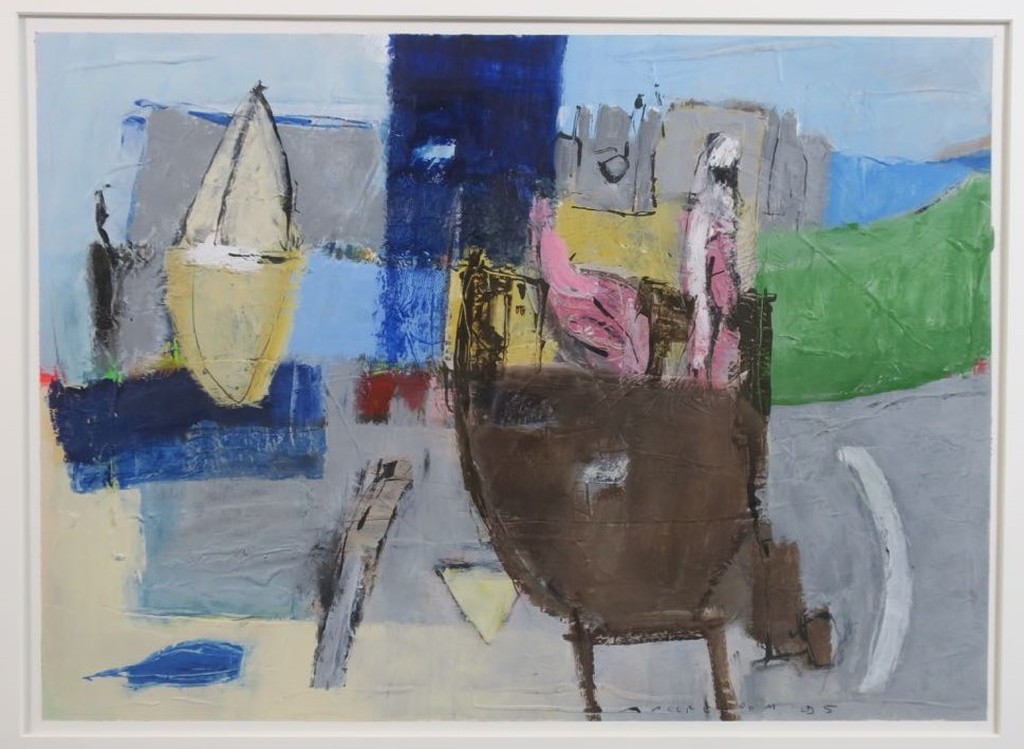 Anneke Peereboom: Gemengde techniek, Zonnige winterdag II - Ingelijst kopen? Bied vanaf 35!