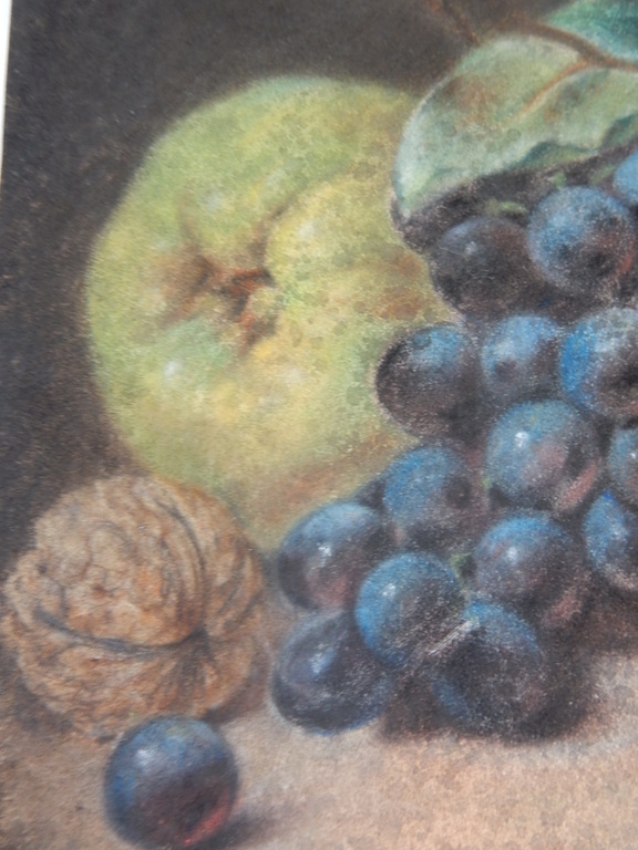toegeschreven aan:Anthony Oberman, stilleven / fruit op dik briefpapier. pastel. kopen? Bied vanaf 200!