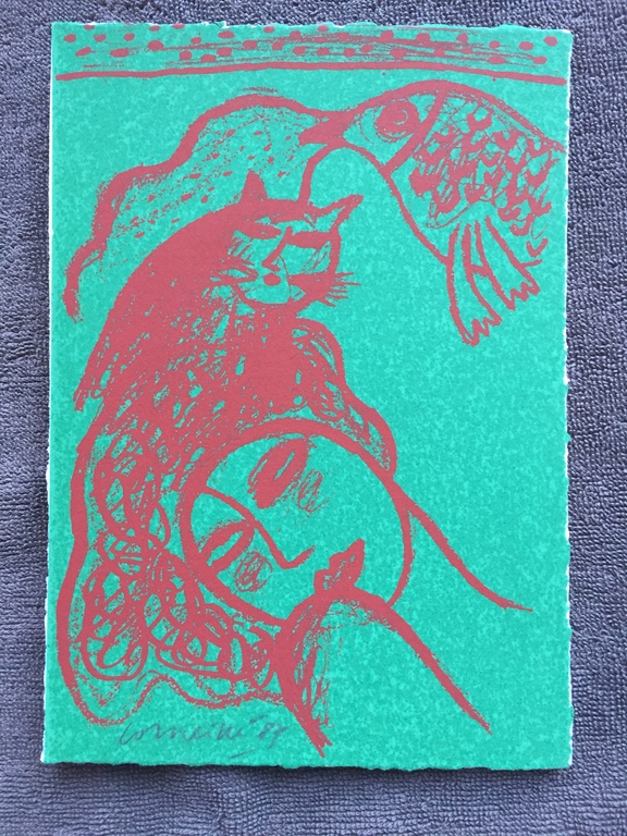 CORNEILLE unieke kleine zeefdruk/litho 1987 verkocht voor € 40!
