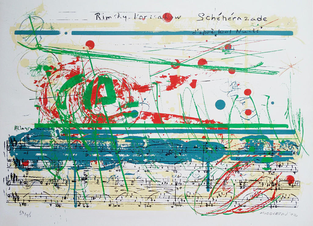 Sam Middleton - Scheherazade, litho (op blad gemonteerd) verkocht voor € 36!