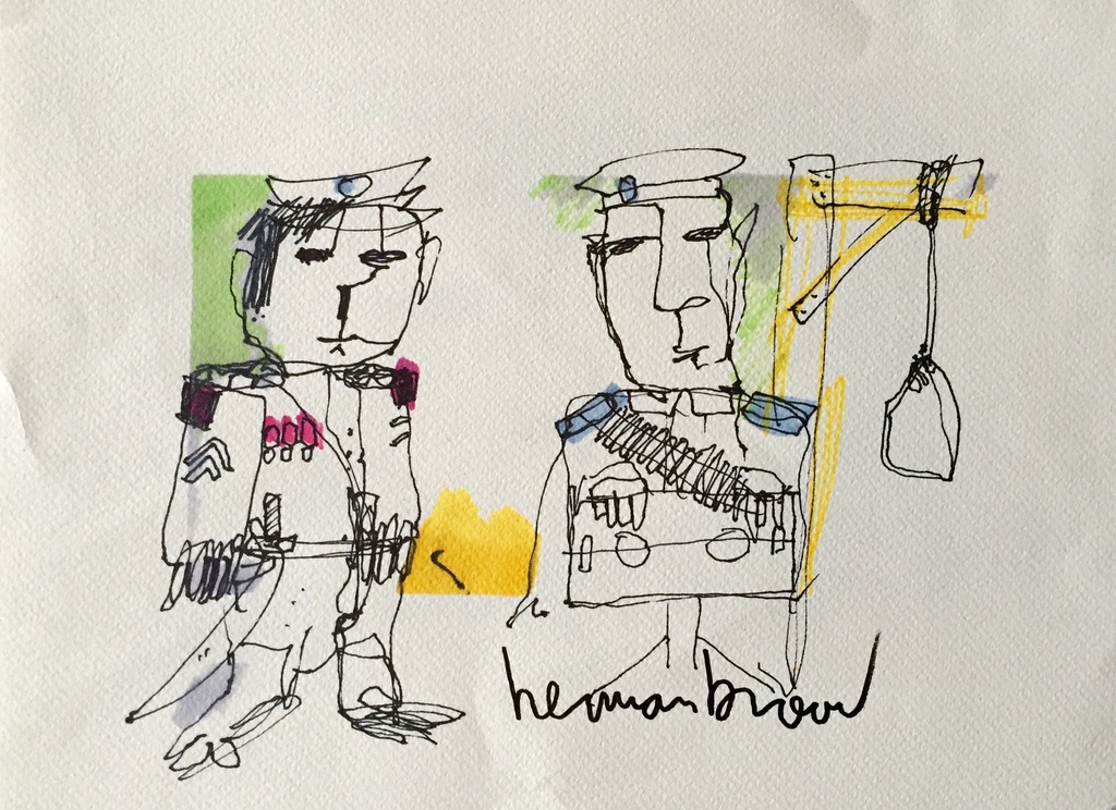 HERMAN BROOD, originele tekening op papier 'Officer' verkocht voor € 171!