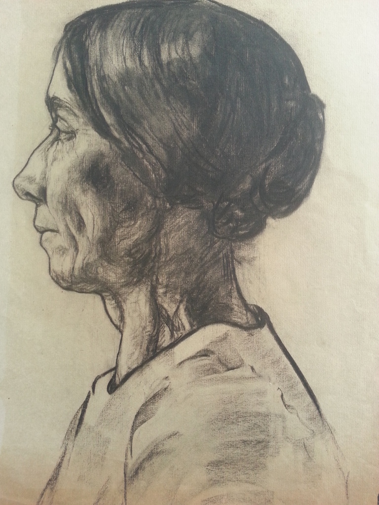 Herman Bieling -Houtskool op papier +/- 1940 verkocht voor € 49!