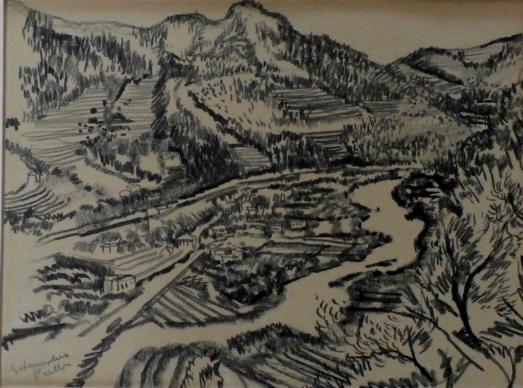 Piet Schoenmakers- , potloodtekening: Peillon (Frankrijk) kopen? Bied vanaf 50!