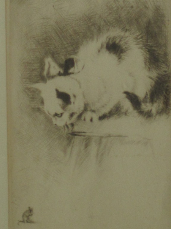 Leuke omstreeks 1930 vervaardigde  ETS "kat en muis spel" onbekende kunstenaar kopen? Bied vanaf 1!