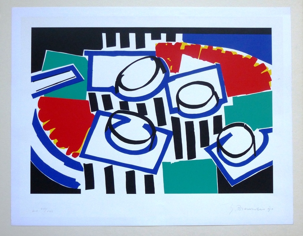 Yolanda Brouwers, zeefdruk: Compositie , handgesigneerd en genummerd verkocht voor € 55!