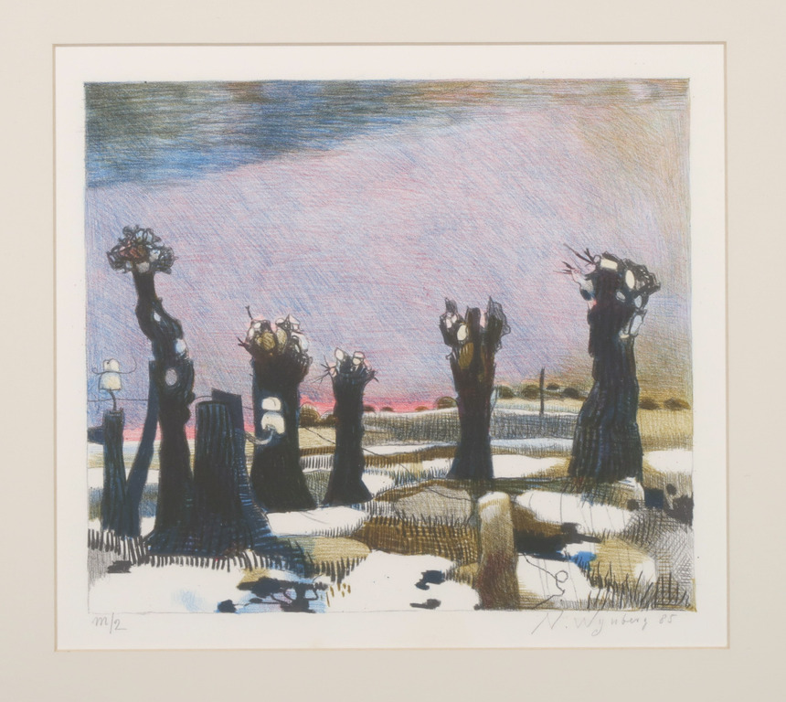 Nicolaas Wijnberg: Litho, Knotwilgen - Ingelijst kopen? Bied vanaf 40!