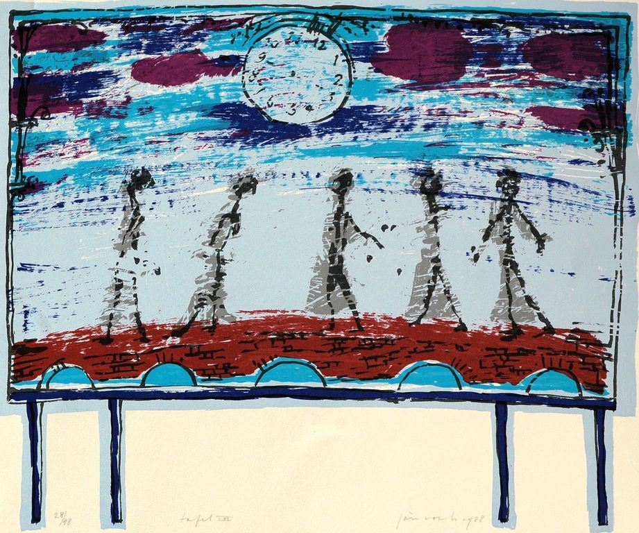 Jan Voets - Vijf tafels - 5 gesigneerde zeefdrukken in map - 1988 kopen? Bied vanaf 85!