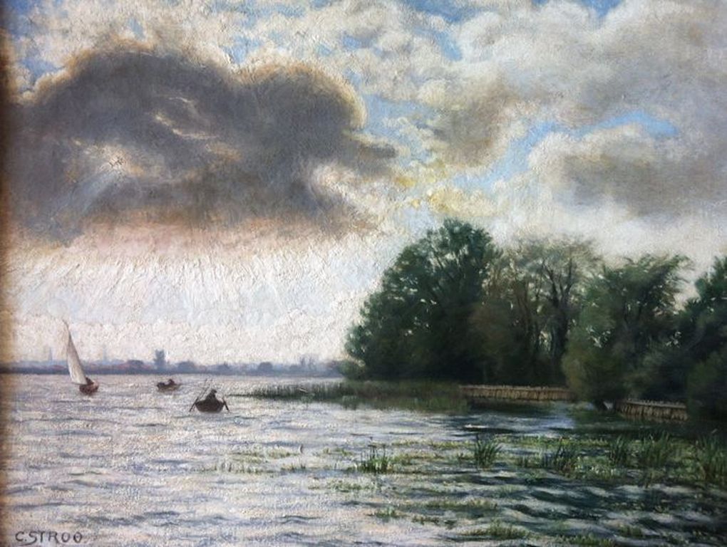 Cornelis Stroo (1860-1932) - olieverf op doek - Plasgezicht bij Kortenhoef kopen? Bied vanaf 1!