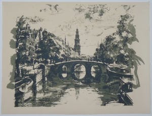 Wilhelm Wagner - Wilhelm Wagner: Lithografie. Amsterdams stadsgezicht, 1921, Oplage 100 ex. kopen? Bied vanaf 30!