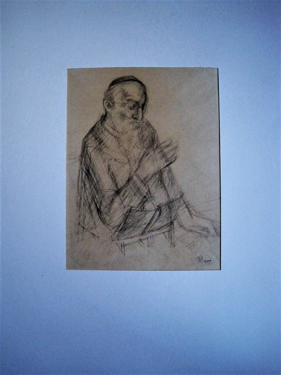 Bijzonder! Tekening "Man leest Tora" van gelauwerde Amsterdams Joodse tekenares  kopen? Bied vanaf 1!