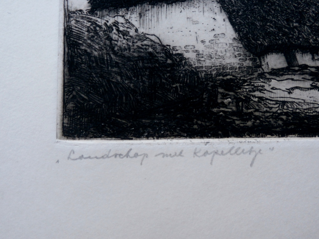 Dirk Baksteen - ets: landschap met kapelletje kopen? Bied vanaf 80!