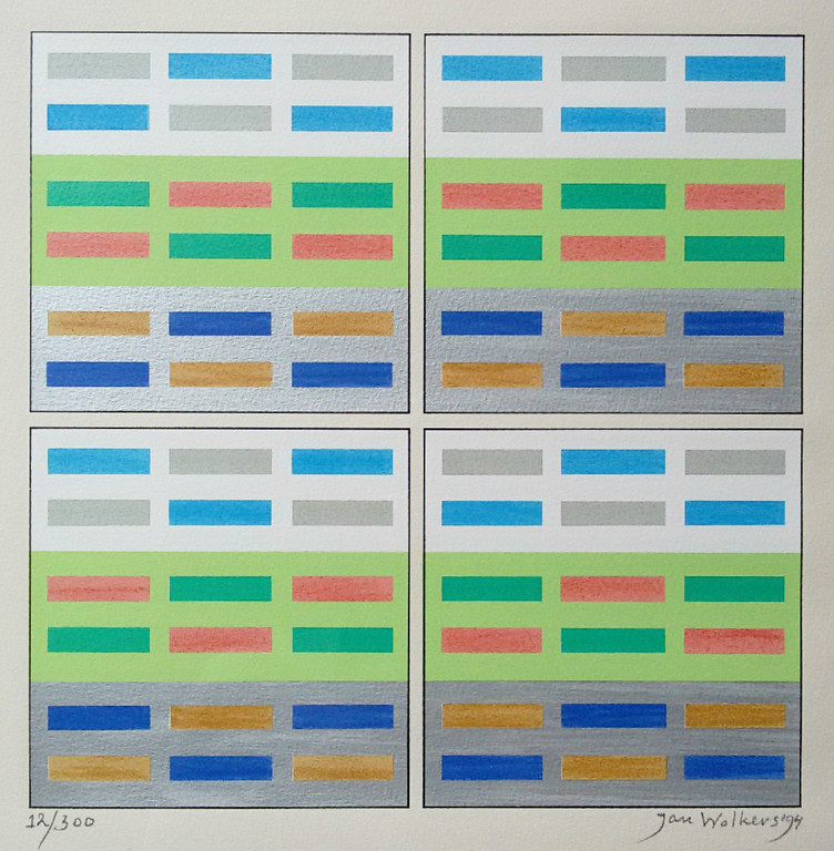 Jan Wolkers - Geometrische compositie, zeefdruk (ingelijst) kopen? Bied vanaf 175!