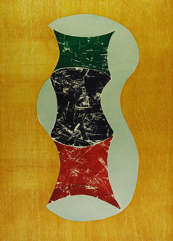 Klaas Hoek: abstracte compositie - zeefdruk, 1987 kopen? Bied vanaf 30!