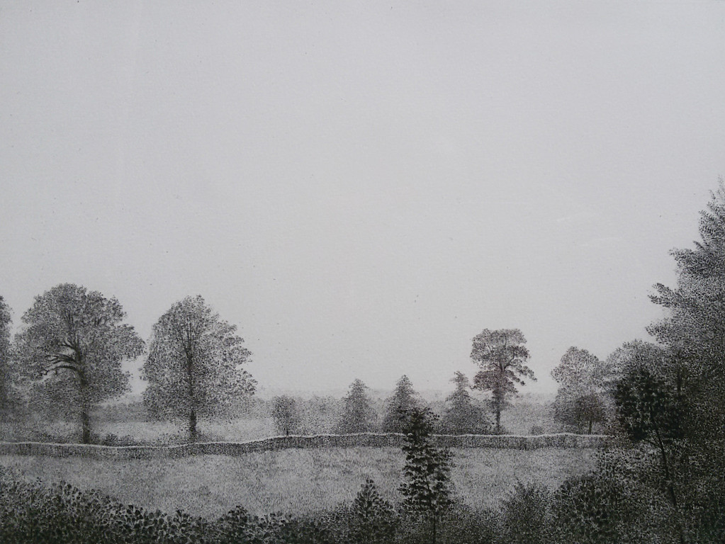 Charles Donker - Rhijnauwen, ets (ingelijst) verkocht voor € 225!