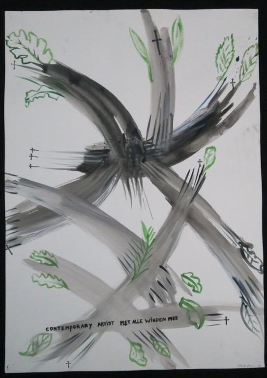 David Bade: Gouache, Contemporary Artist met alle winden mee kopen? Bied vanaf 250!