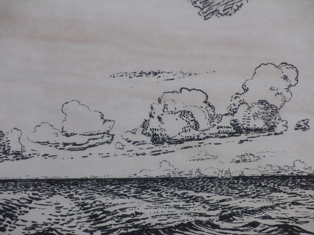 Frederik Pinke, Op de oceaan, Inkttekening kopen? Bied vanaf 1!