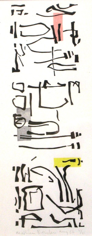 Mathieu Berden - abstracte LINOSNEDE (1986) in oplage van 11, GESIGNEERD. kopen? Bied vanaf 60!