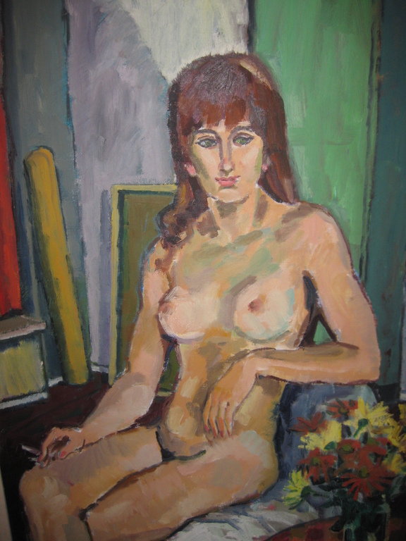Schilderij 'Naakt met sigaret' - Hugo Brouwer (1913-1986) - 1971 verkocht voor € 265!