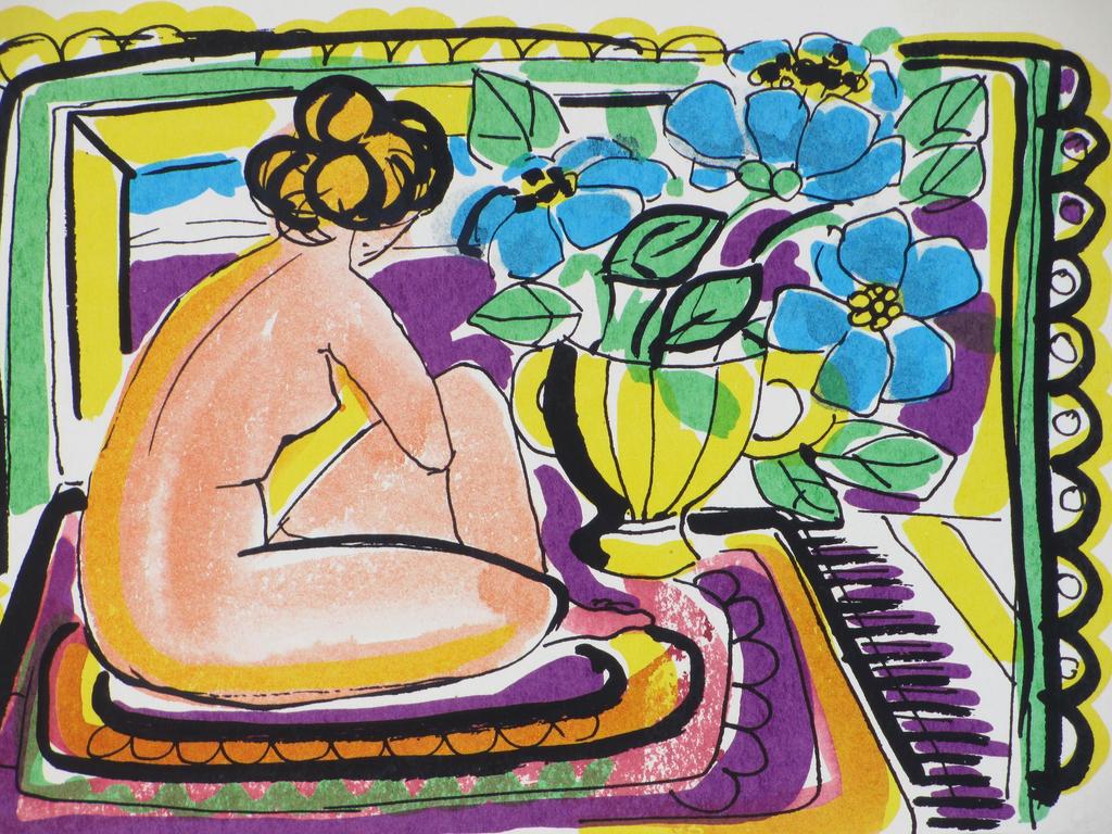 Ond.gesigneerd, Zittend Naakt, Kleurenlitho kopen? Bied vanaf 1!