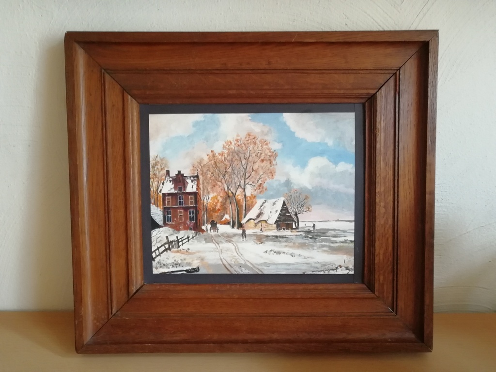 onbekend kunstenaar - olieverf op paneel - winter landschap kopen? Bied vanaf 1!