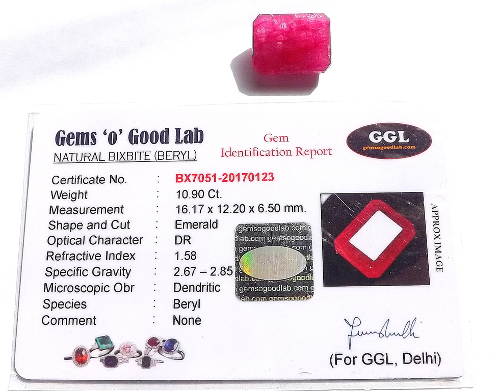 Gecertificeerde Natuurlijke Bixbite (Beryl) van 10.90 karaat kopen? Bied vanaf 1!