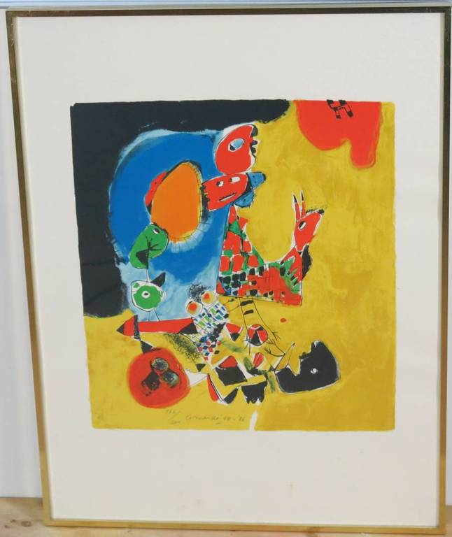 Corneille: Litho, Figuurtjes zwart/geel - Ingelijst kopen? Bied vanaf 250!