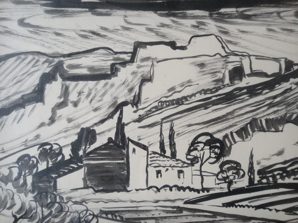 Jacques Mels (1899-1974), aquarel, Frans landschap: 'Les Baux' kopen? Bied vanaf 50!