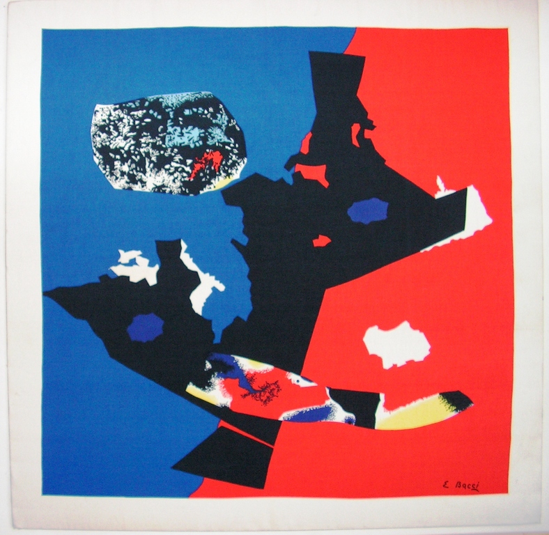 Edmondo Bacci - zeefdruk op linnen - with the season's greetings. verkocht voor € 40!