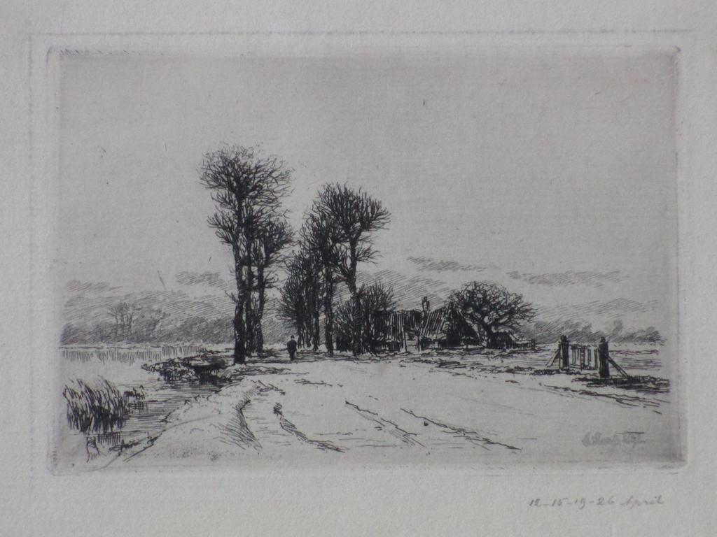Elias Stark, Winterlandschap, Ets 1892 kopen? Bied vanaf 25!