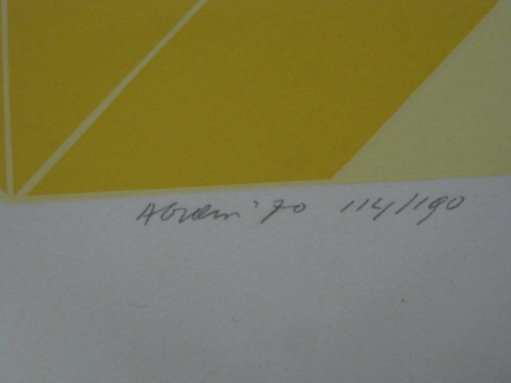 Ronald Abram 1938-1999 grote gesigneerde litho geometrische compositie 1970  kopen? Bied vanaf 1!