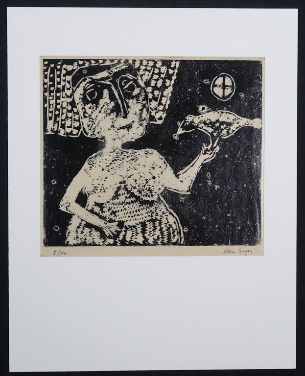 Helen Sieger: Linosnede, Zonder titel verkocht voor € 40!