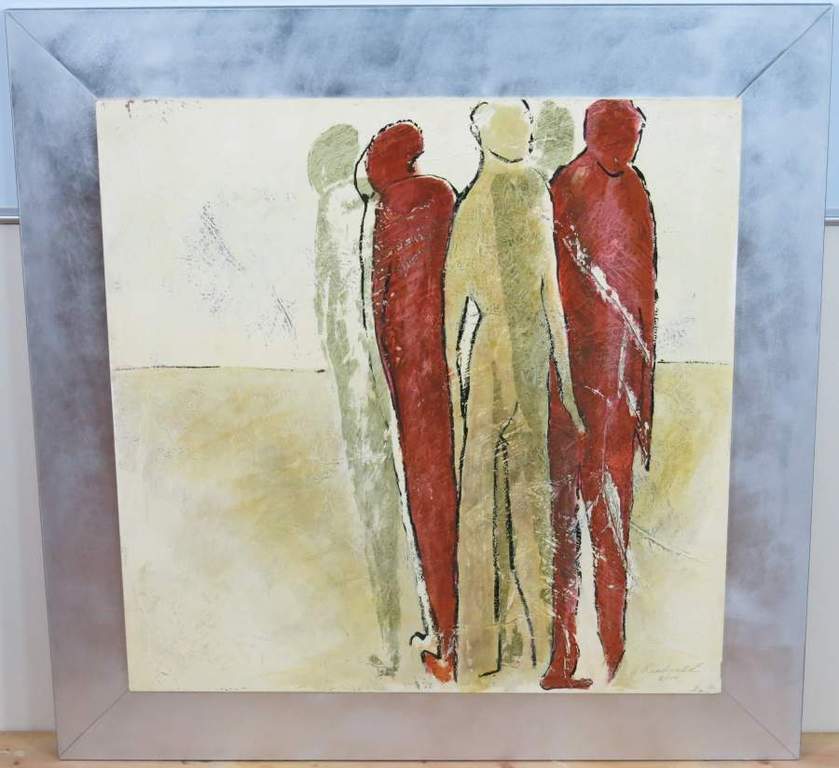 Carla Raadsveld: Gemengde Techniek op paneel, People II - Ingelijst (groot) kopen? Bied vanaf 100!