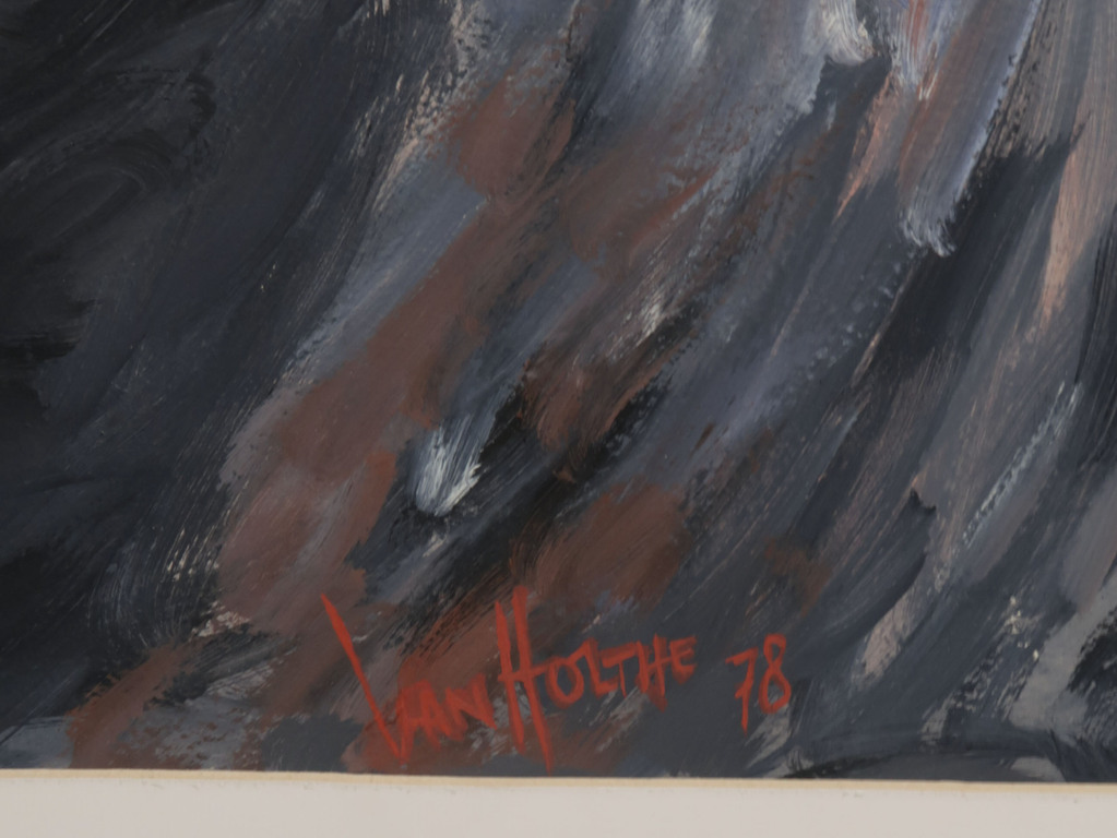 Jan van Holthe: Gouache op papier, Scheisse Scheit Merde Shit kopen? Bied vanaf 1!