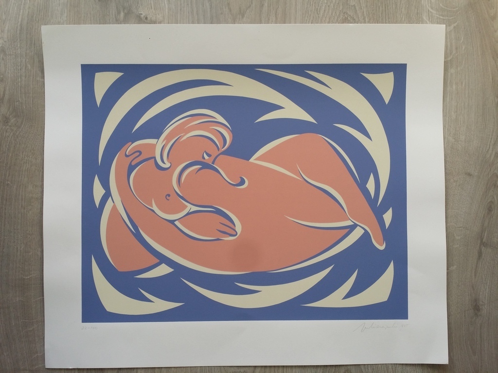 Onbekend. Zeefdruk. Naakte omhelzing. kopen? Bied vanaf 1!