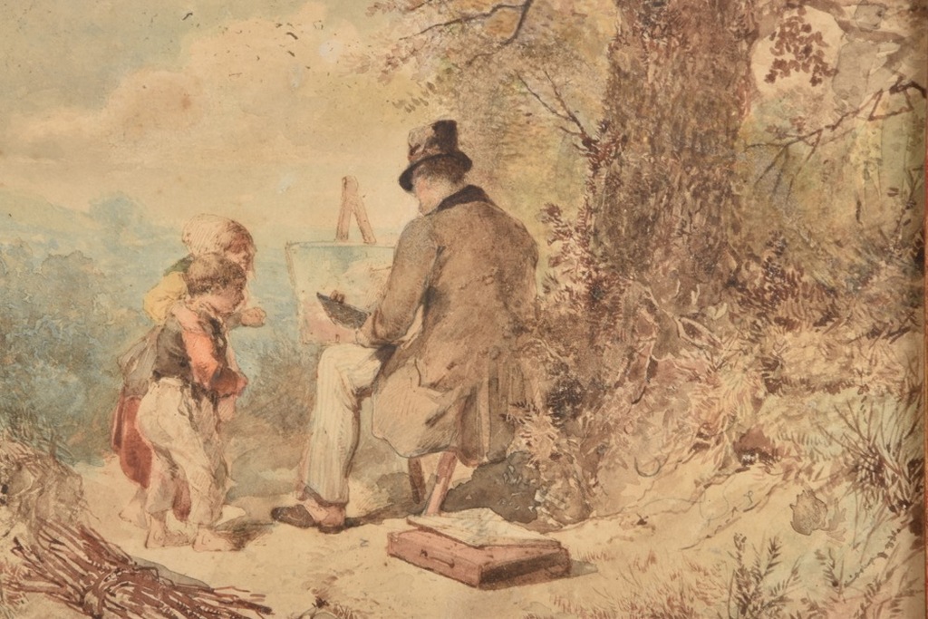 Mari ten Kate: aquarel, kinderen en schilder aan het werk kopen? Bied vanaf 450!