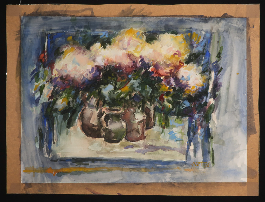 Piet Snoeren: Aquarel, Z.T. Vazen met bloemen kopen? Bied vanaf 20!