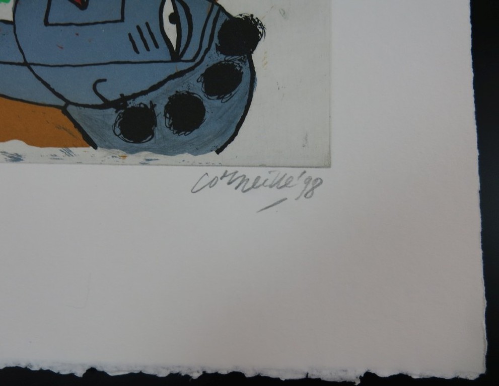 Corneille: Ets en Aquatint, Kop met gele vogel en olifant kopen? Bied vanaf 150!
