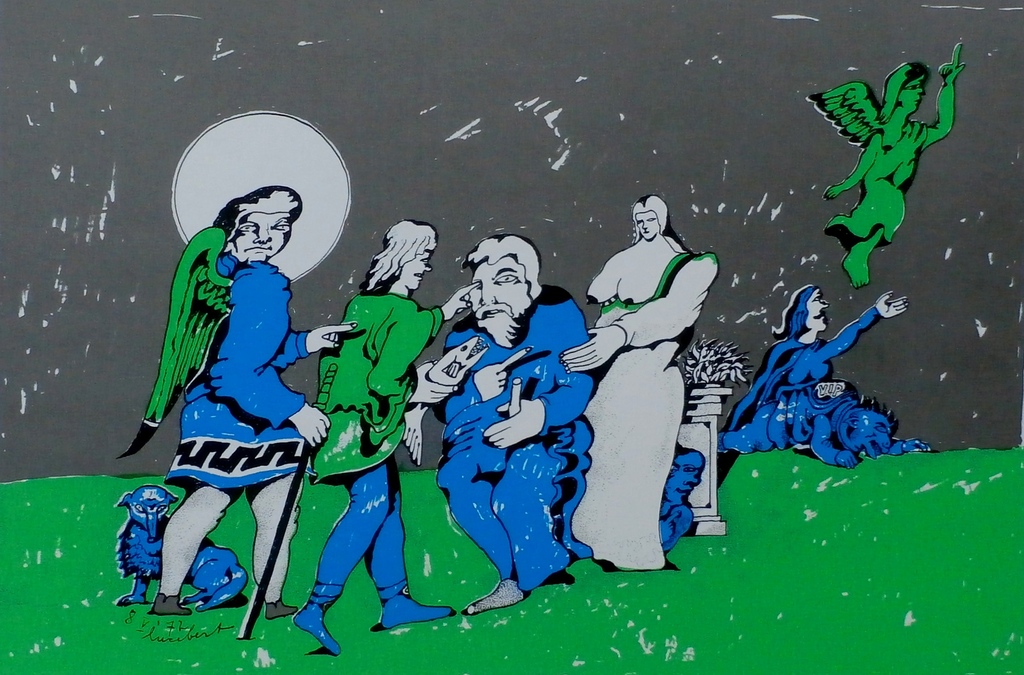 Lucebert - litho: En hij opende hem de ogen verkocht voor € 125!