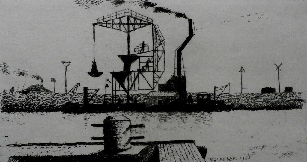 Herman Berserik - ets: Volkerak - 1993 - uit collectie kunstenaar verkocht voor € 75!