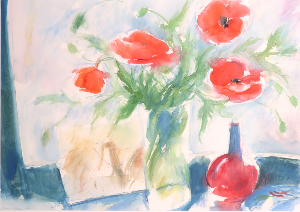 Arno van Iperen: Aquarel en krijt, Veldbloemen - Ingelijst kopen? Bied vanaf 1!