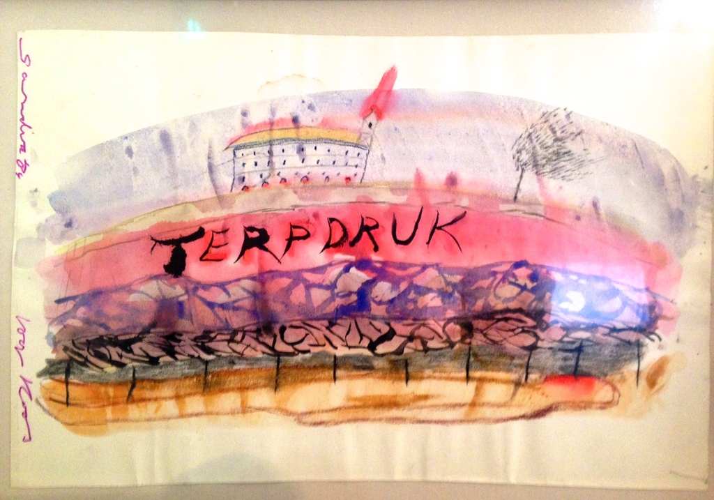 Sandra Derks: acquarel op papier, Terpdruk, gesigneerd 1984 kopen? Bied vanaf 650!