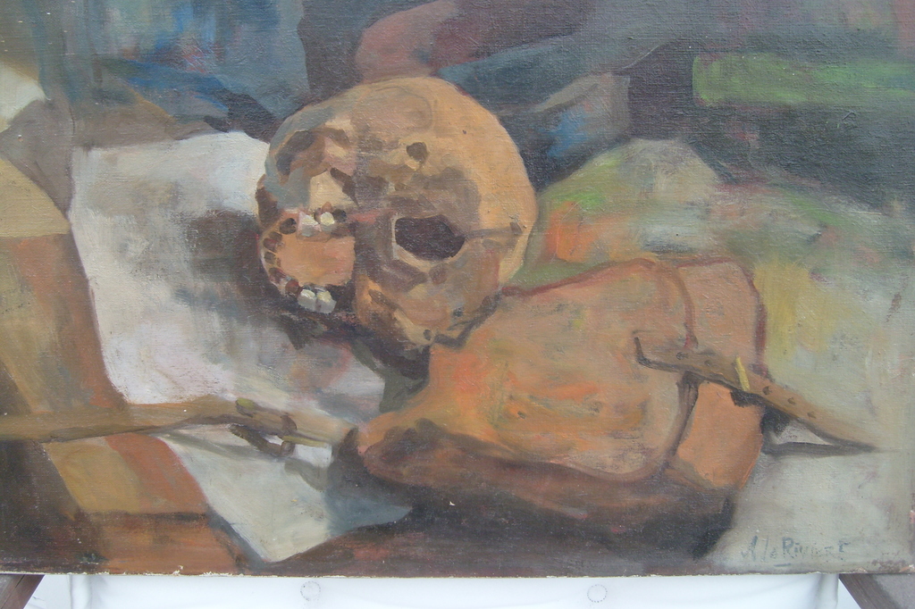 Adriaan de La Riviére,stilleven met schedel,olieverf op doek, r.o. gesigneerd kopen? Bied vanaf 100!