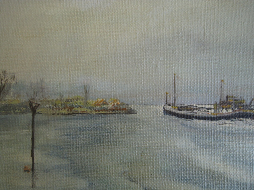 Mooi oud olieverf "binnenvaartschip op de IJssel bij Kampen" gesigneerd  kopen? Bied vanaf 1!