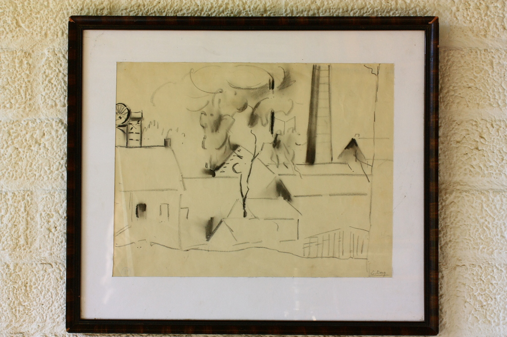 Else Berg, Industriestad, Houtskooltekening kopen? Bied vanaf 200!