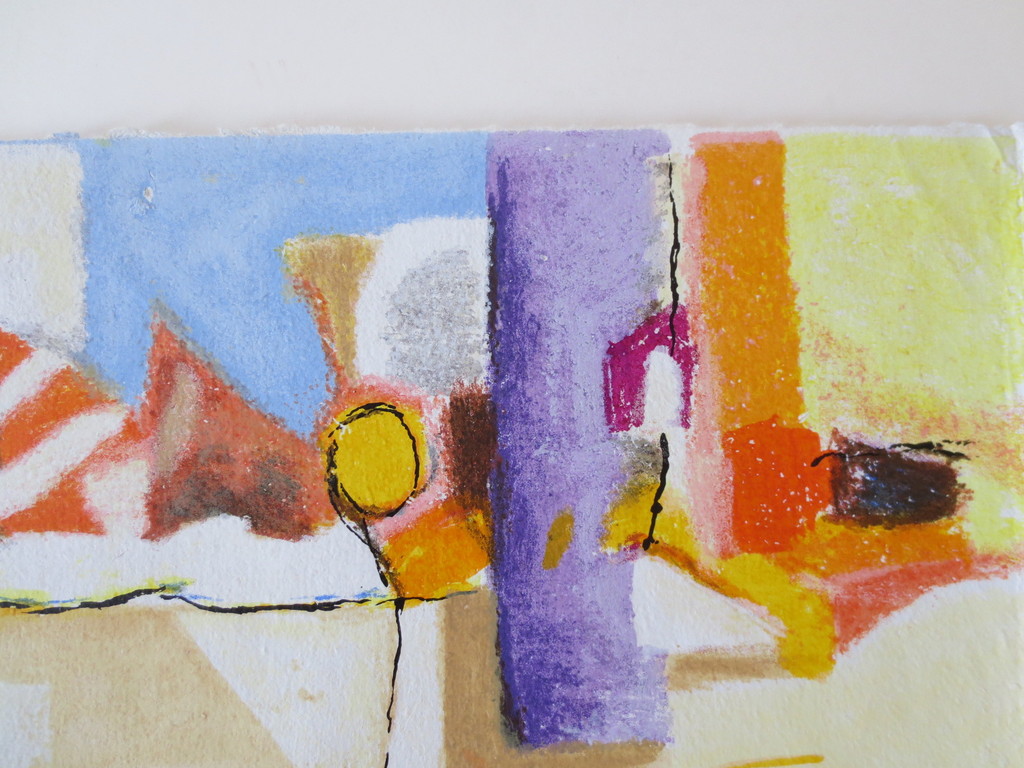 Anneke Peereboom (1950) : kleuren zeefdrukken, abstract geel kopen? Bied vanaf 85!