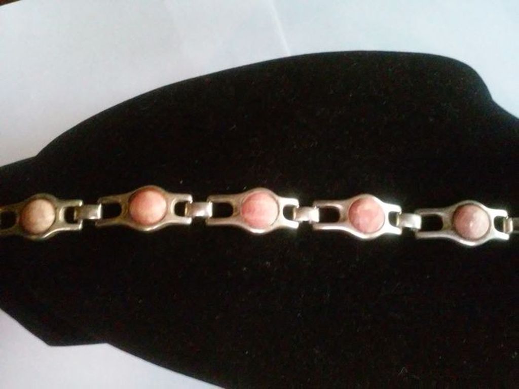 Antieke sterling zilveren armband met roze Rhodochrosite 1930 kopen? Bied vanaf 40!