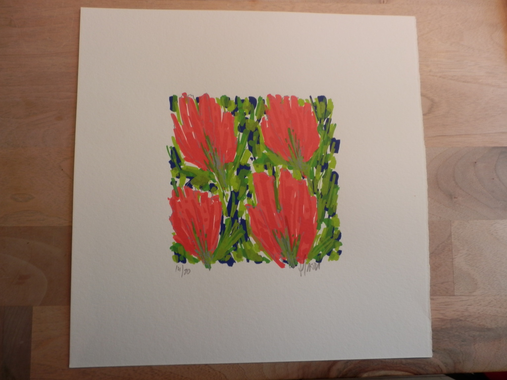 AD van HASSEL Kleurenzeefdruk RODE TULPEN kopen? Bied vanaf 1!