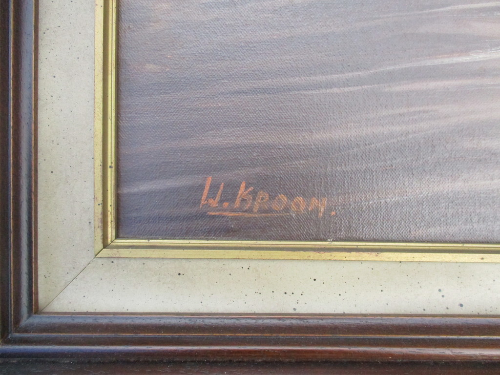 Willem Kroon: Olieverf op doek, Hollands landschap kopen? Bied vanaf 90!