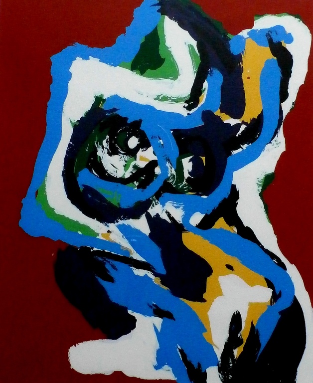 Karel Appel - Karel Appel - zeer mooi ingelijste zeefdruk: Sitting Under A .... verkocht voor € 1150!